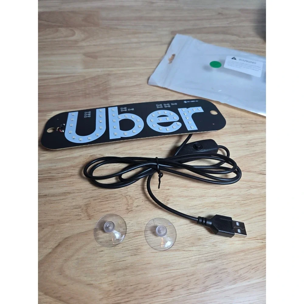 Rideshare LED Light Sign Green Rideshare Car Windshield USB Powered - Picture 6 of 10